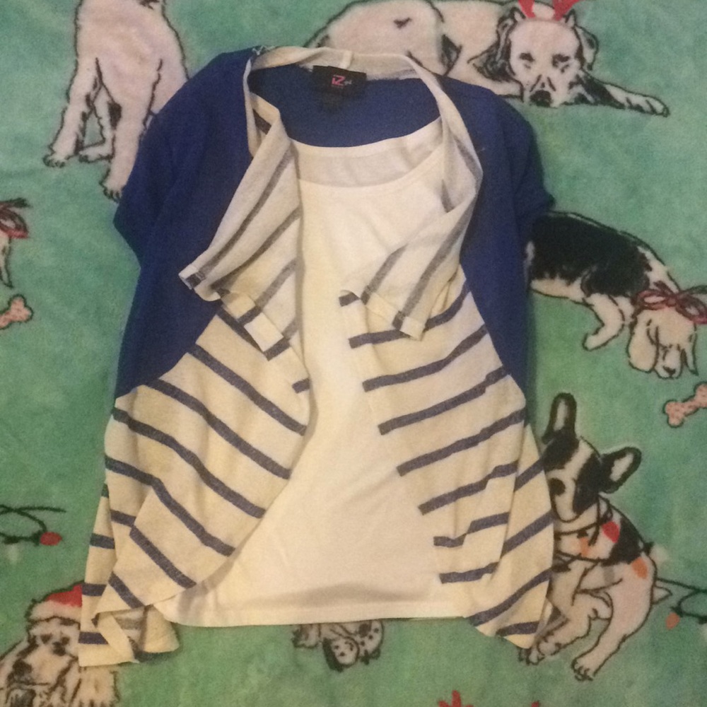 A blue,and white shirt